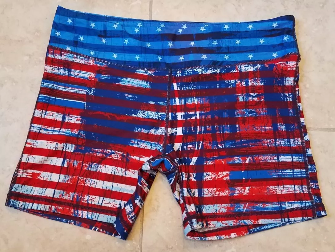 IAB MFG I Am Becoming Women XL(12) Compress Athletic Booty Shorts  PatrioticFlag