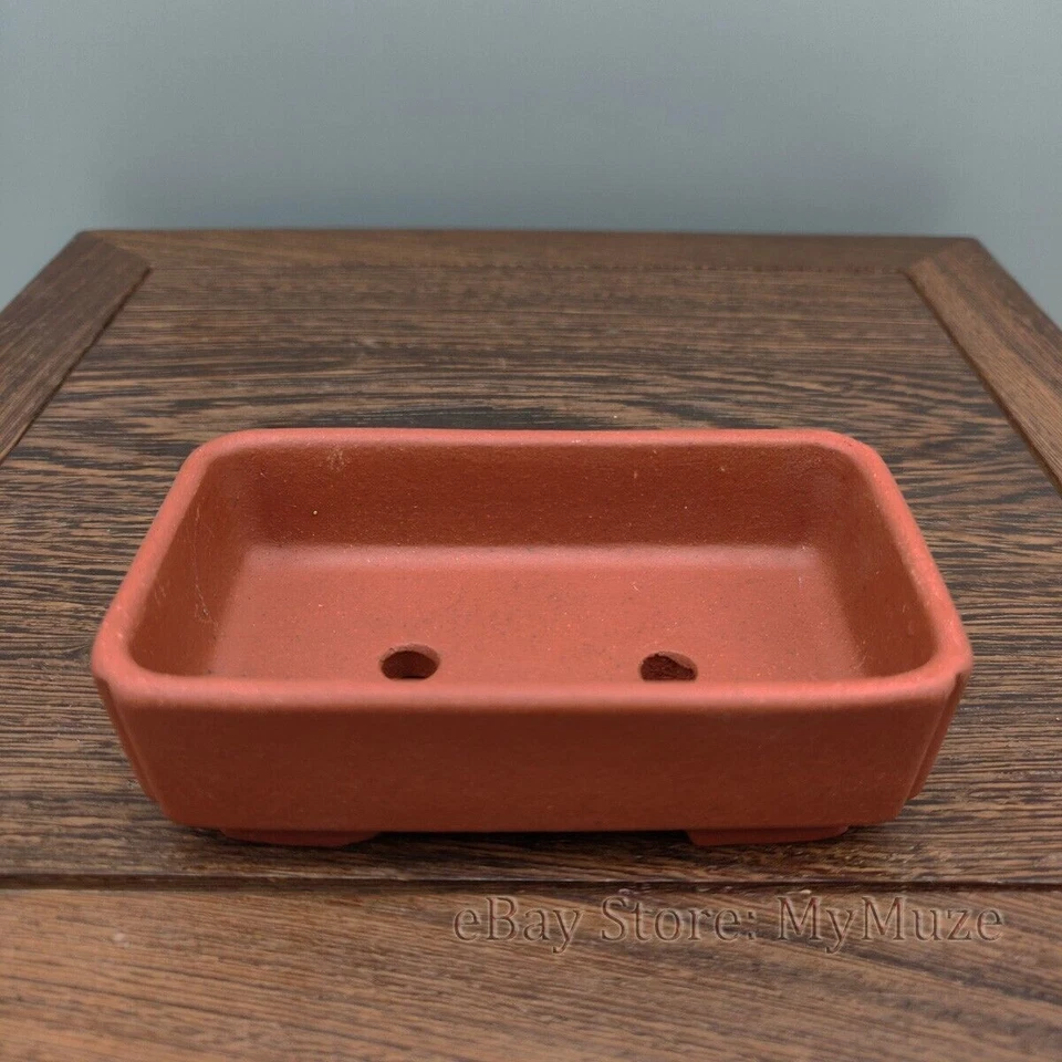 Red Chinese Yixing Rectangular Zisha Mame Shohin Bonsai Pot 9.5x5.5x3cm - Image 2 of 4