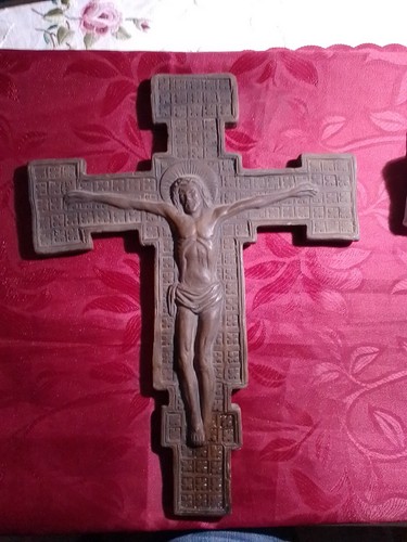 Antique Crucifix Terracotta Sculpture Cm 40x30