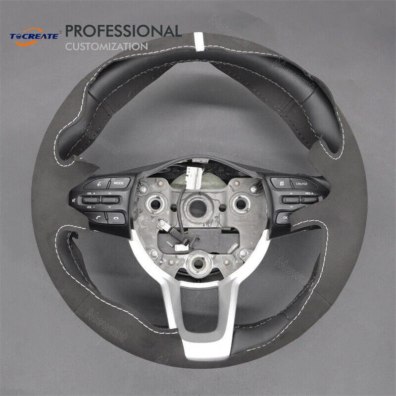 Hágalo usted mismo Cubierta de volante de gamuza negra para Kia Rio 2018-2022 #AH03 Foto 4 de 4