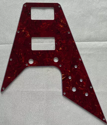Custom For Gibson Flying V Style Guitar Pickguard 4-Ply Red Tortoise