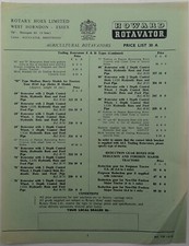 Original Howard Rotavator Agricultural Price List No 30A, August 1958