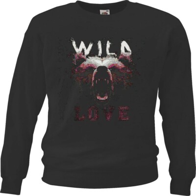 Sweatshirt WILD LOVE WOLF WOLF WOLFSRUDEL WILDTIER WÖLFE WILDLIFE in Schwarz