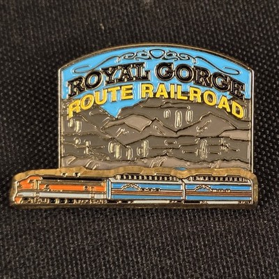 Royal Gorge Route Railroad Moving Train Slider Lapel Pin D.K Travel Souvenir