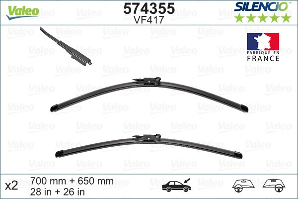 Essuie-glace Valeo 574355 en caoutchouc graphite haute performance pour sécurité OE 18203045