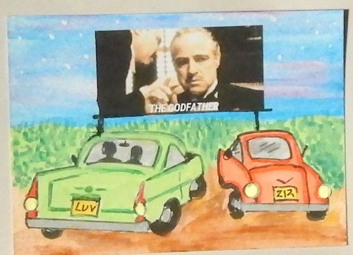 Original ACEO DRIVE-IN -  THE GODFATHER Classic Movie ACEO Date Night