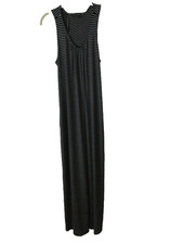 Lord & Taylor Black Women's L Maxi Dress Sleeveless Crossed Racerback Stripes