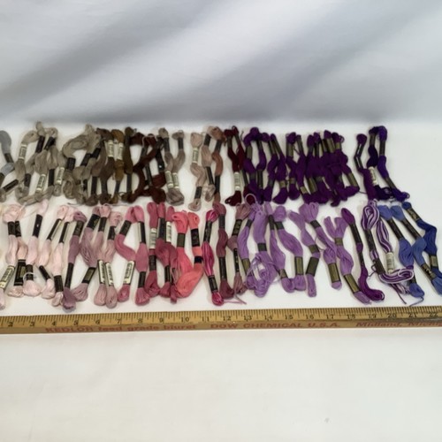 Vintage LOT 70 NOS Embroidery Floss Thread W/Tags Browns Purples Pinks W/ Tags** - Picture 2 of 15