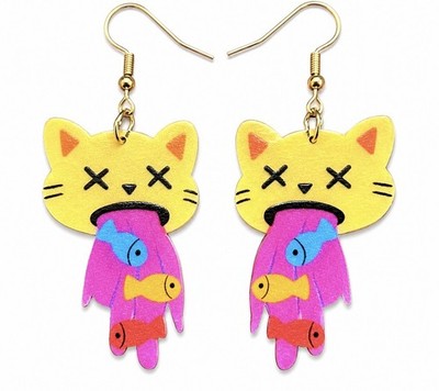 Orange Ingwer Katze Erbrechen Fisch Acryl Ohrringe Kater Neuheit Vom Kater Katzen