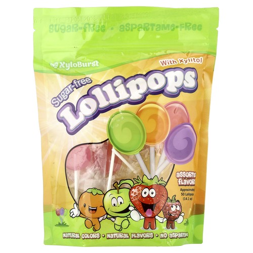 Sugar-Free Lollipops with Xylitol, Assorted Flavors, 50 Lollipops, 14.1 oz