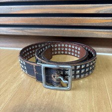 Vintage Finish Studded Leather Belt, Adjustable 97cm Used
