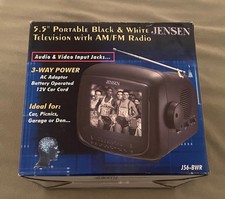 Jensen J56-BWR 5" Battery Operated Portable TV Radio Receiver Complete NOB Black