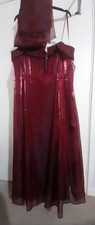 BNWT. Wine coloured shine evening dress, ball gown with shoulder sash. Size 22