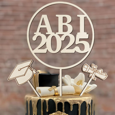 3 Stk Abitur 2025 Tortendeko Abi Holz Cake Topper Geschenke
