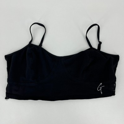 Guess Bralette Women's Size M/L Black Lace Rhinestone Logo Strappy Wireless