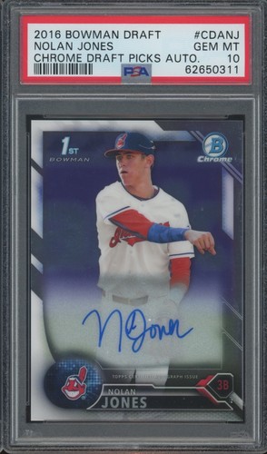 683 2016 Bowman Chrome Nolan Jones Auto RC Rookie Gem Mint PSA 10