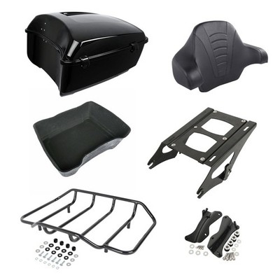 Trunk Back Pad 2-UP Rack Lug Rack Hw HD14-Up Road King Glide Electra Ultra Black
