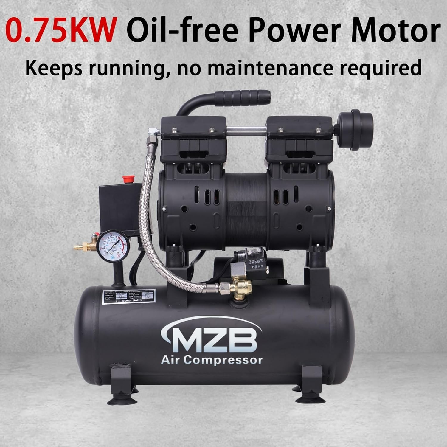 2.4 Gallon Ultra Quiet Air Compressor 110V/60Hz 1.0HP