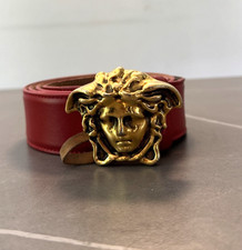 Red patent leather Versace belt 3D gold Medusa buckle Size 110/