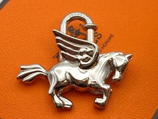 HERMES Cadena Padlock Pegasus 1993 Lock Bag Charm Pendant Silver 13.0g