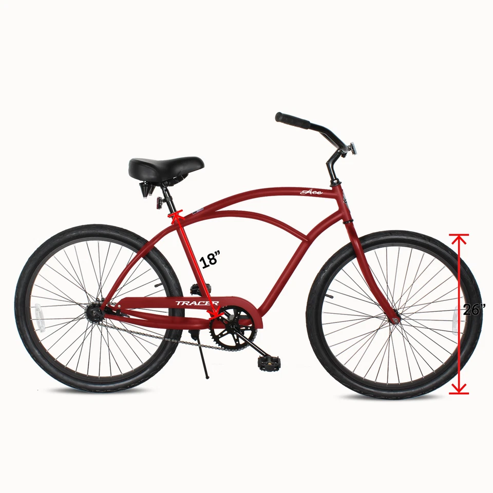 26'' Mens Bike Beach Cruise Bicycle Single Speed Red Coaster Brake City Commute - Image 2 of 4