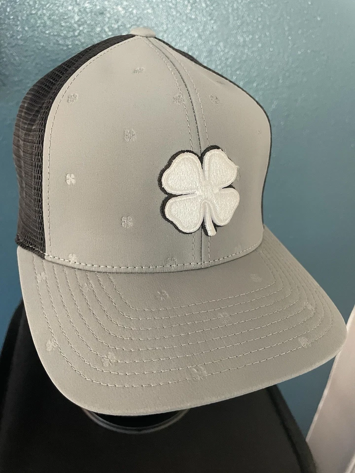 Black Clover Hat Live Lucky Snapback Grey/Black Flexfit 110 Vented Golf Hat - Image 2 of 4