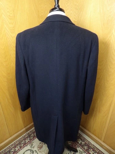 Yugoslavia Tailored Overcoat Mens 44L Navy Blue Cashmere blend C-#12 image 2