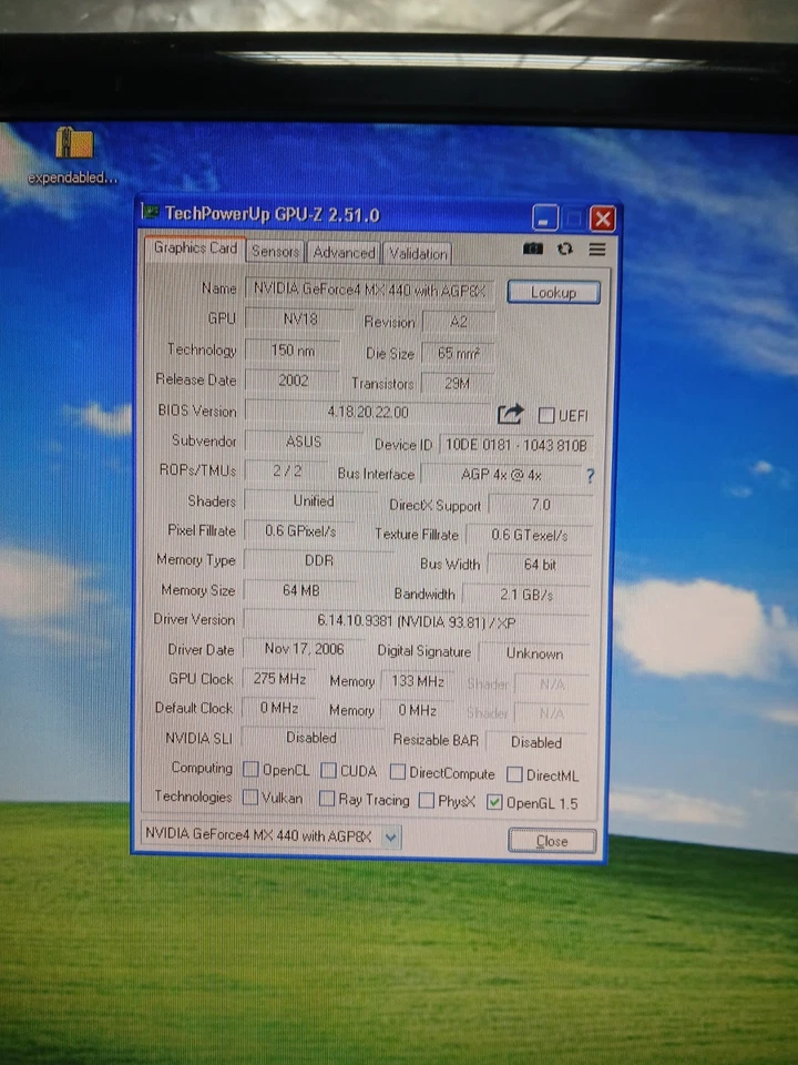 Vintage - ASUS V9180SE NVIDIA GEFORCE4 MX440 64MB DDR - GREAT BUDGET RETRO VGA - Image 3 of 4