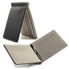 Leather Men Money Clips Metal Solid Wallets Credit Dollar Purses Money Holder po