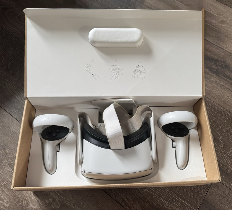 Meta Quest 2 Standalone VR Headset, 2 Controllers, UK Plug Charger, White