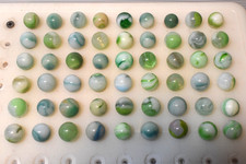 VITRO AGATE MARBLES ARKO 57PC MIXED LOT SHAMROCK GREEN AQUA BLUE COBALT LIME