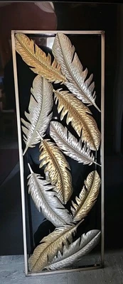 Metal Wall Hanging Wall Art Feathers 34" Long 12" Wide New - Image 1 of 3