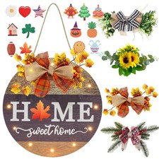 Interchangeable Seasonal Welcome Sign Front Door Decoration with 4 Seasonal W...