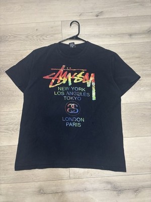 Stussy Rainbow World Tour City Black Graphic T Shirt Large 44w