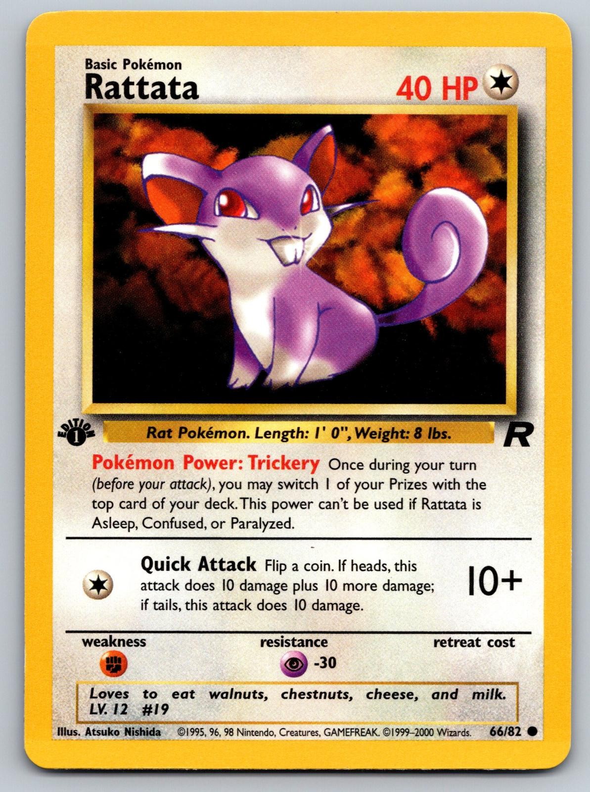First Edition Rattata Common Team Rocket 66/82 NM