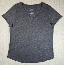 Sonoma Women's M Gray V-Neck Short Sleeve Solid Knit T-Shirt