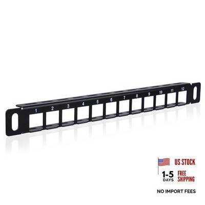 10 inch 0.5U 12 Port Blank Keystone Patch Panel for DeskPi RackMate Black