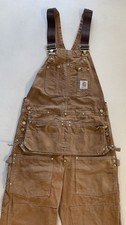 Carhartt 66FB Double Knee Carpenter Bib Overalls Tag: 32x32 / Measure: 34x32 USA