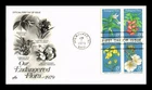 Dr Jim Stamps 1979 Endangered Flora Setenant Block ArtCraft First Day Cover