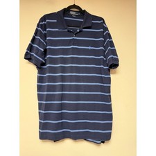 Polo Ralph Lauren Mens XL Blue Striped Short Sleeve Cotton Pique Polo Shirt