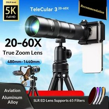 APEXEL 20-60X Zoom Long Telephoto Lens for Mobile Phones Pro Travel Photog 37MM