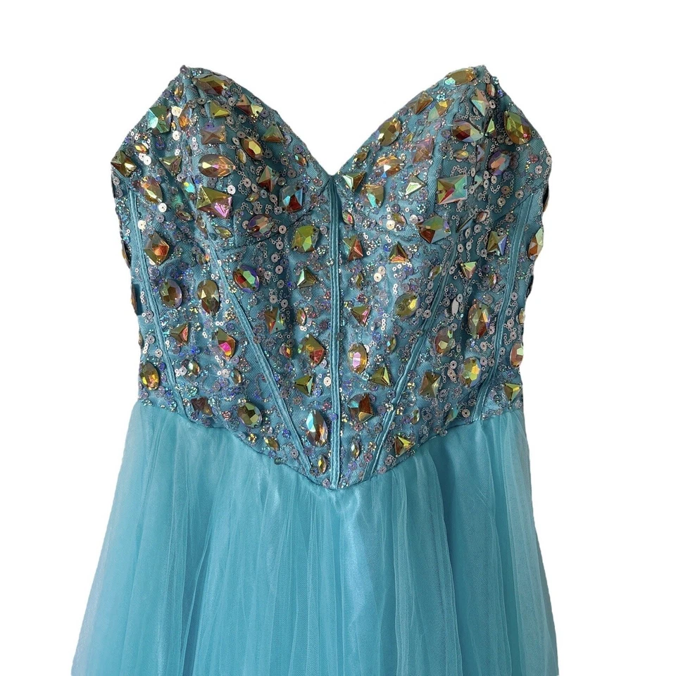 MASQUERADE женщин размер 1/2 без бретелек со стразами корсет тюль выпускного макси платье - Изображение 3 из 4