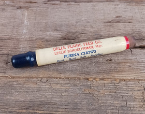 VINTAGE PURINA CHOWS FEED SEED ADVERTISING BULLET PENCIL BELLE PLAINE IOWA