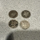 Lot of 4 Mercury Dimes Silver 10C Coins 1934 1937 1942 1944