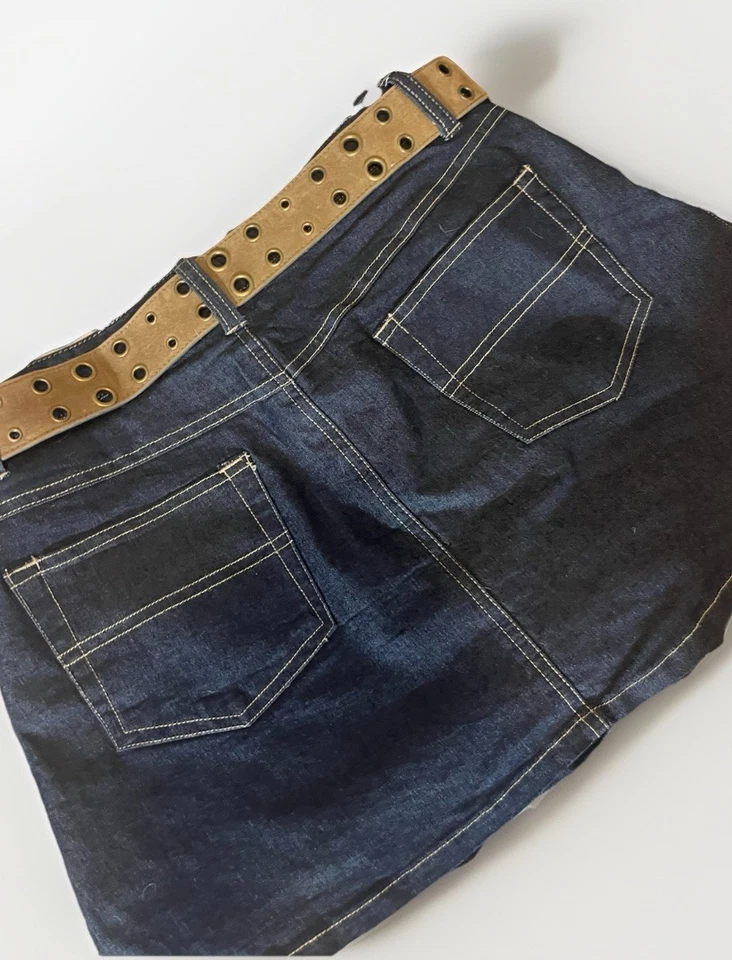 Xhilaration джинсовой ткани юбка W/коричневый искусственной кожи ремень прилагается шорты женский размер 7 - Изображение 4 из 4