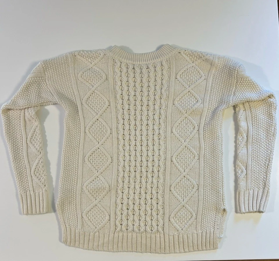 Madewell Chunky Cable Fisherman Sweater Soft Cotton Rich Crewneck Small - Image 3 of 4
