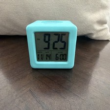 Tzumi Digital Alarm Clock Battery Operated LCD Display, Easy Set, Blue Used