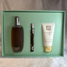Clinique Aromatic Elixir Parfum Set 3.4 oz + .34oz Pen Spray 2.5 oz Lotion Free