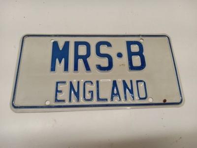 MRS B ENGLAND vintage novelty license plate