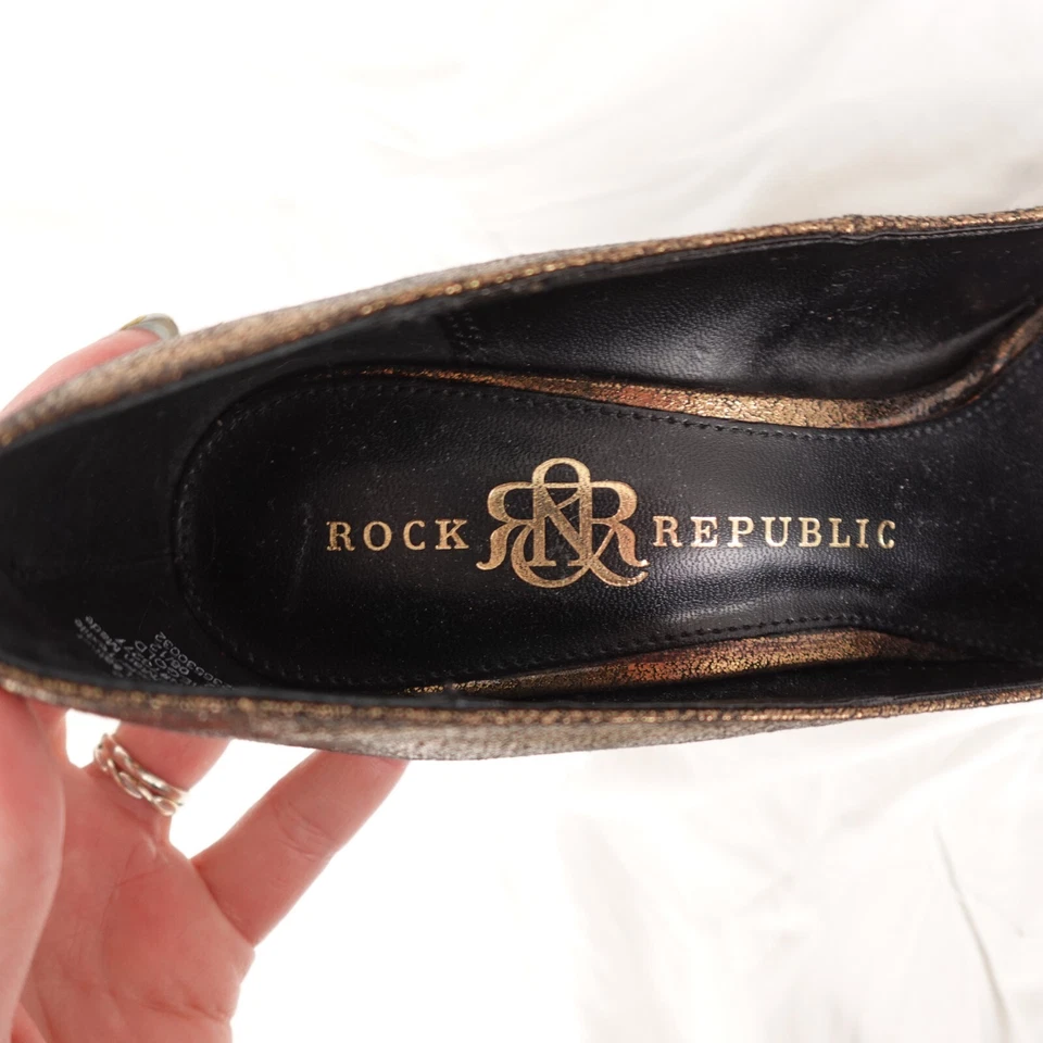 Tacones de aguja Rock & Republic para mujer talla 7 1/2 dorados metálicos formales negocios Foto 2 de 4